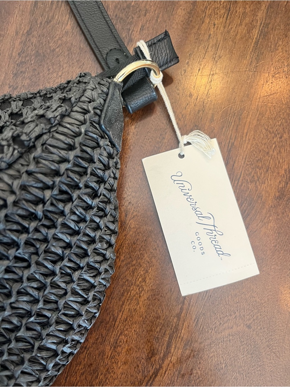 Universal Thread Black Woven Crescent Shoulder Bag - Picture 7 of 9